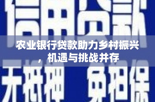 南通农业银行贷款助力乡村振兴，机遇与挑战并存